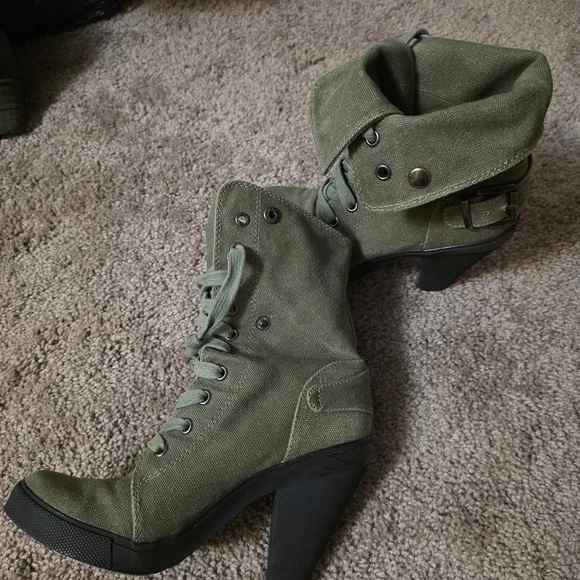 Aldo Olive Heeled Lace-Up Boots - Picture 4 of 6